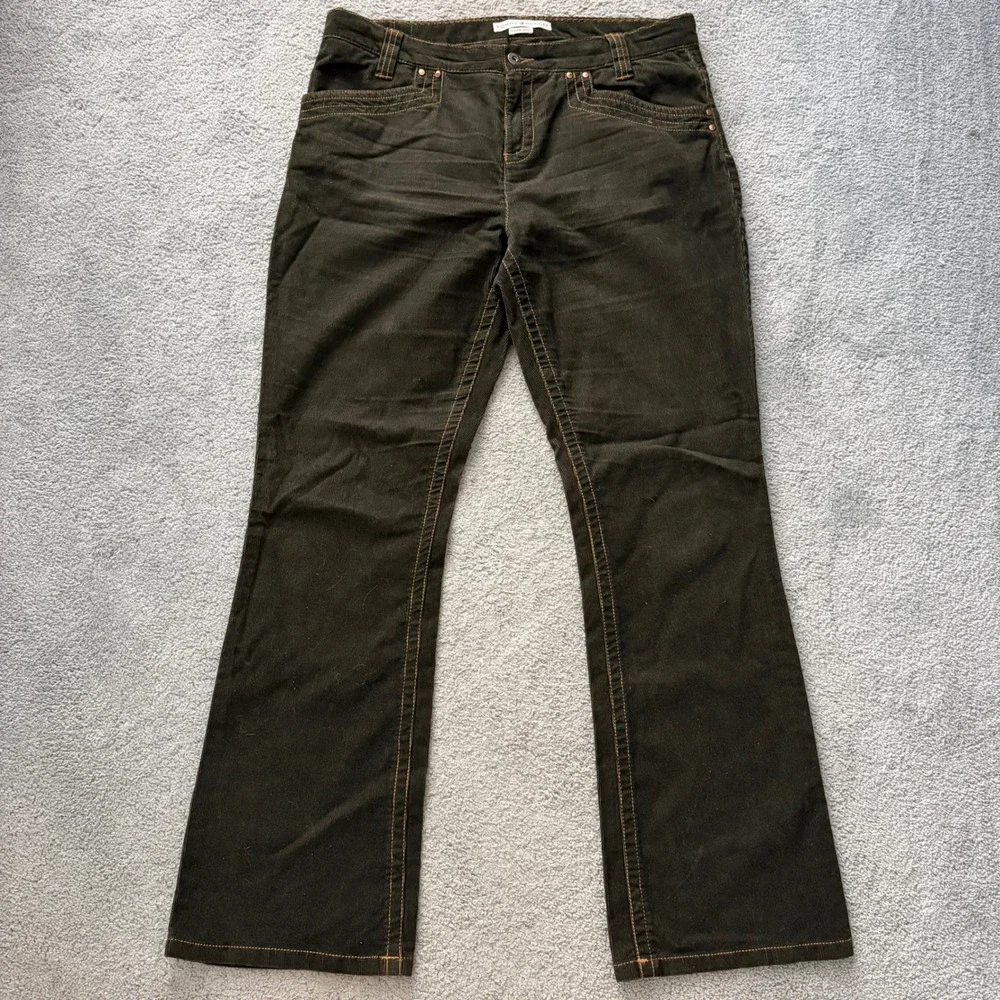 Vintage Y2K Tommy Hilfiger Boot Cut Dark Green Corduroys, Size 14